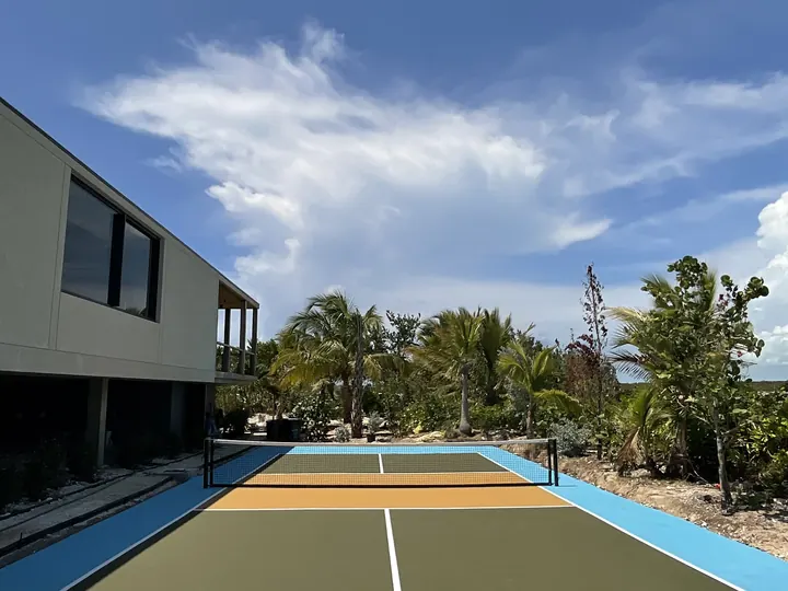 Regulation lines set out across a finished playing surface