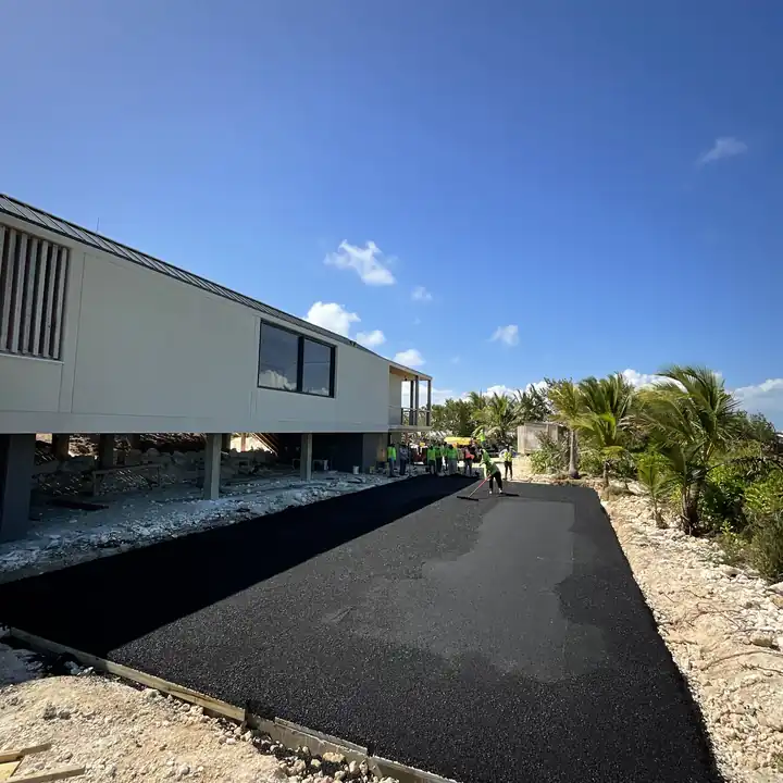 Close view of freshly laid asphalt showing the grain of the aggregate