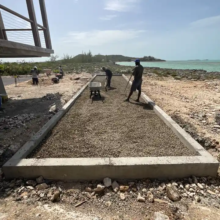 Compacted base course prepared and levelled across the court area