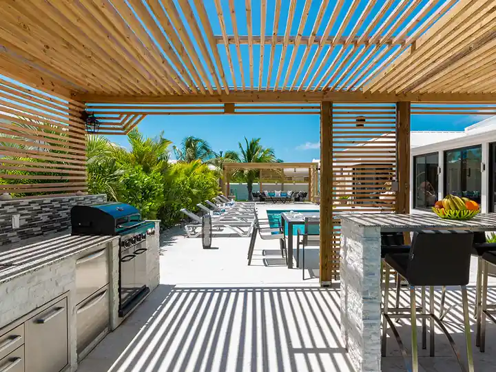 Pergola built over an outdoor living area